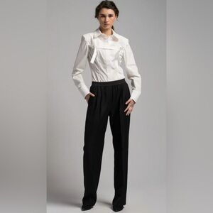 Materiel White Long Sleeve Shirt with Strap Detail